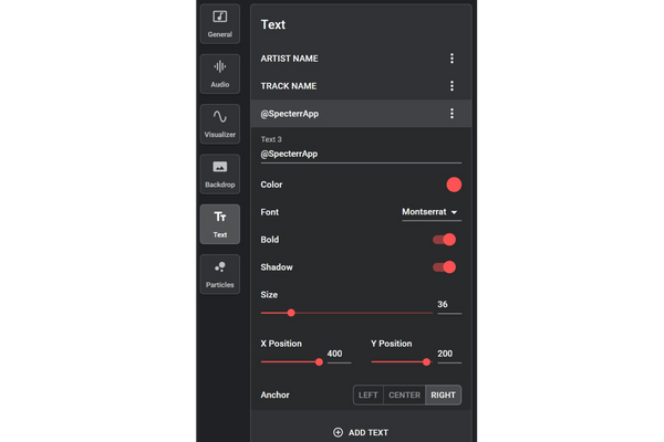 Visualizer Positioning and Text Controls